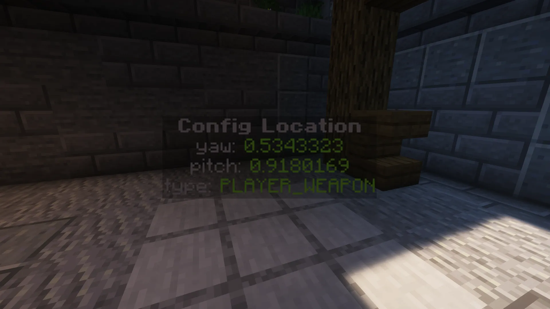 A floating text that configures the position of a player cannon.