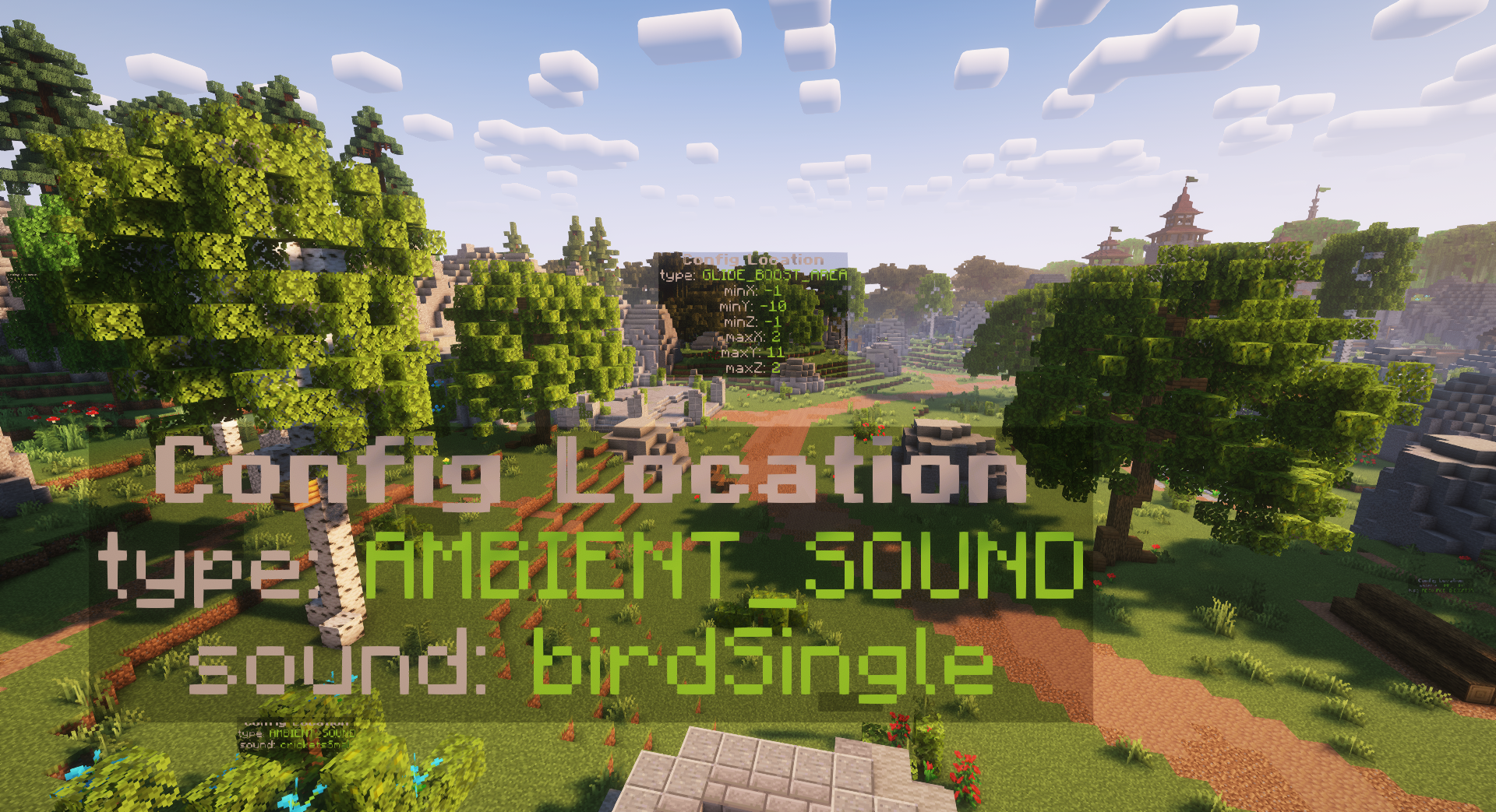 A floating configuration text that specifies the location of a sound.