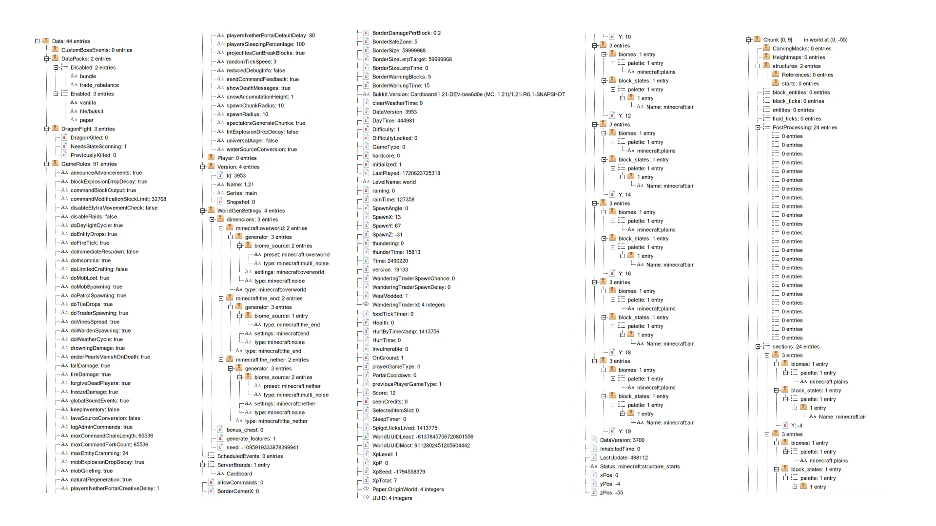 A listing of hundreds of NBT keys from the original format.